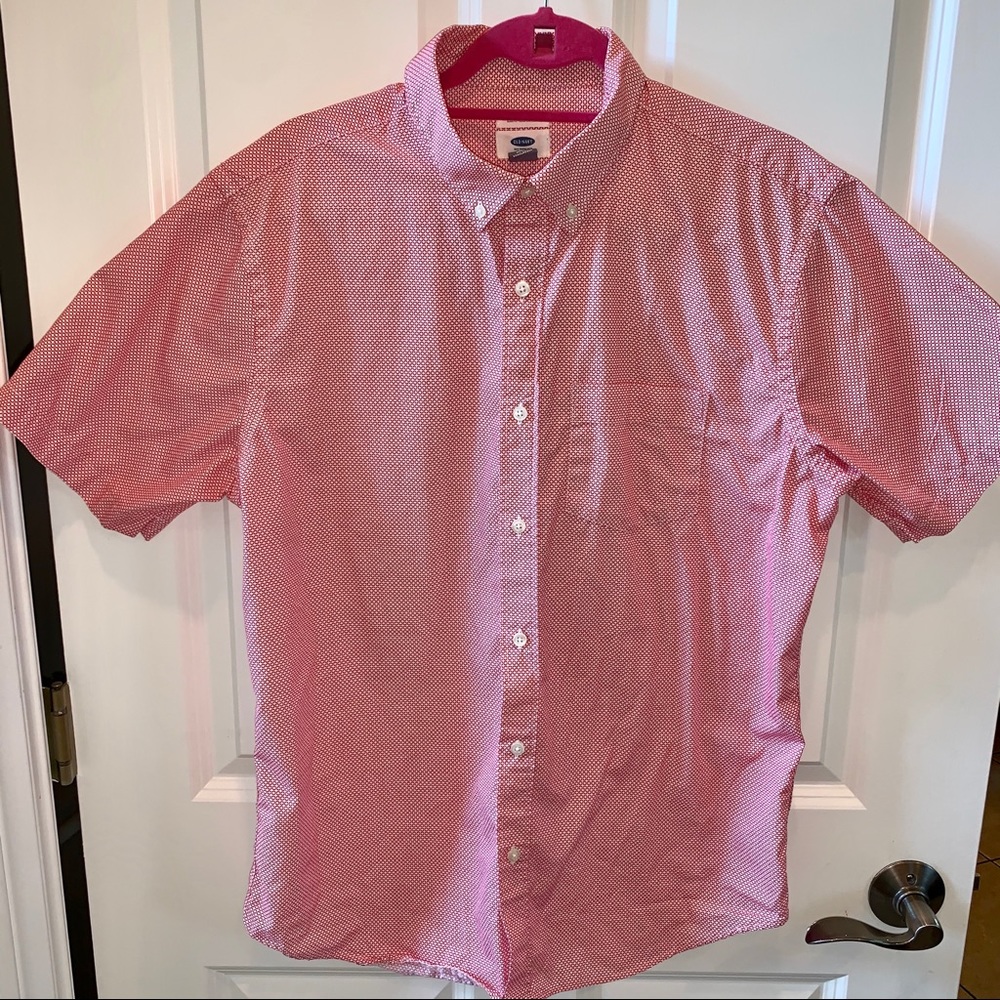 Men’s SZ L OLD NAVY RED & WHITE BUTTON DOWN SHIRT